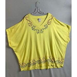 Essence‎ Top Women's Extra Large V-Neck Embroidered Dolman Sleeve Tunic Top